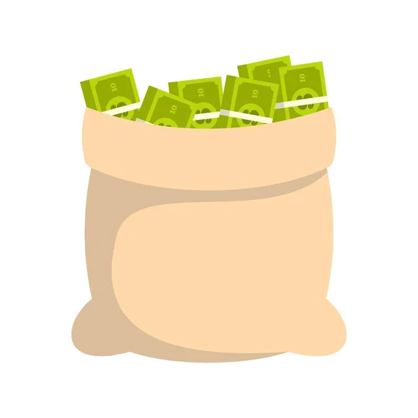 Grote zak geld pictogram, vlakke stijl — Stockvector