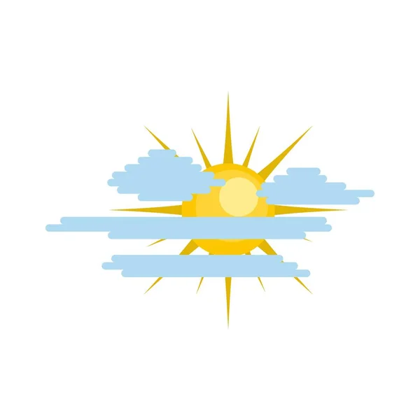 Icono nublado del sol, estilo plano — Vector de stock