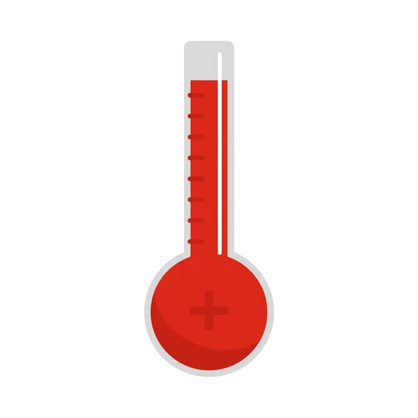 Thermomètre icône chaleureuse, style plat — Image vectorielle