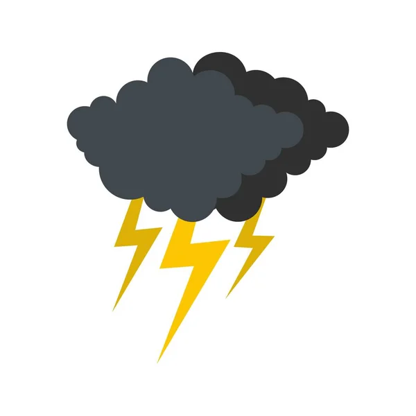 Wolk thunder flash pictogram, vlakke stijl — Stockvector