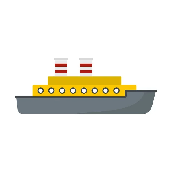 Stoomschip pictogram, vlakke stijl — Stockvector