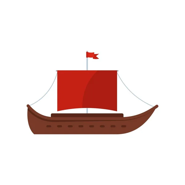 Ship ancient icon, flat style — Stock Vector