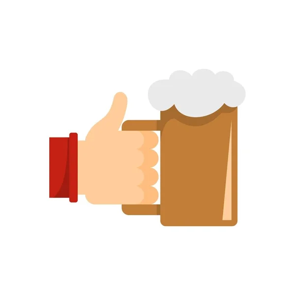 Beer in hand icon, flat style. — Stock Vector