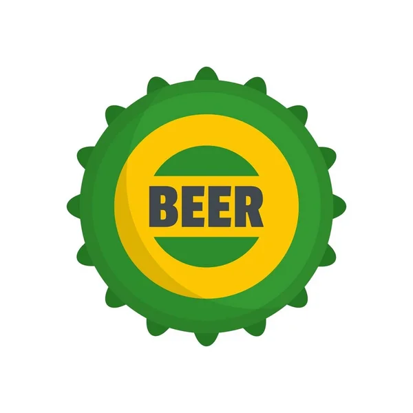 Beer cap icon, flat style. — Stock Vector