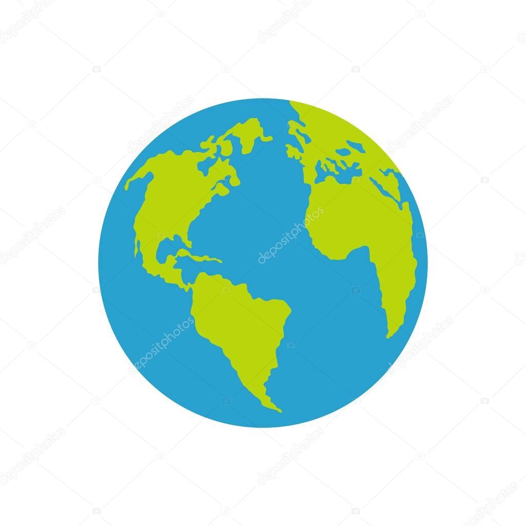 Continent on planet icon, flat style.