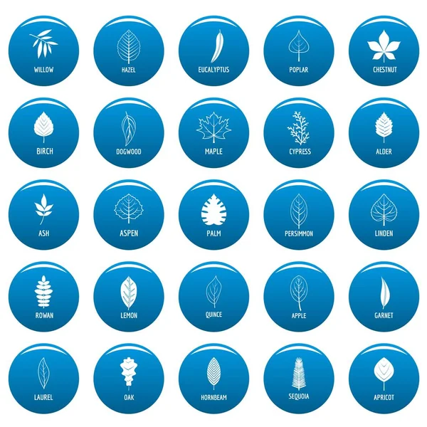Hoja vector iconos conjunto azul, estilo simple — Vector de stock