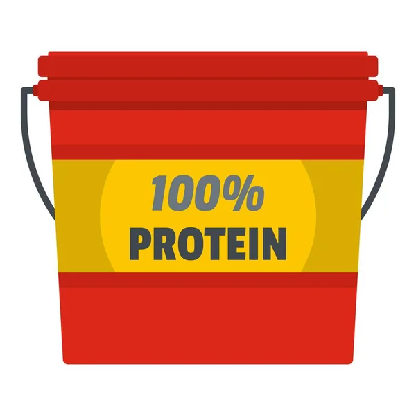 Protein bucket icon, flat style. — Stock Vector
