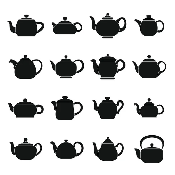 Kettle teapot icons set, simple style — Stock Vector