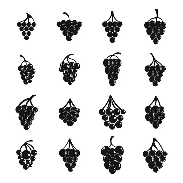 Ensemble d'icônes de bouquet de vin de raisin, style simple — Image vectorielle