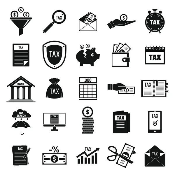 Belastingen iconen set, eenvoudige stijl — Stockvector