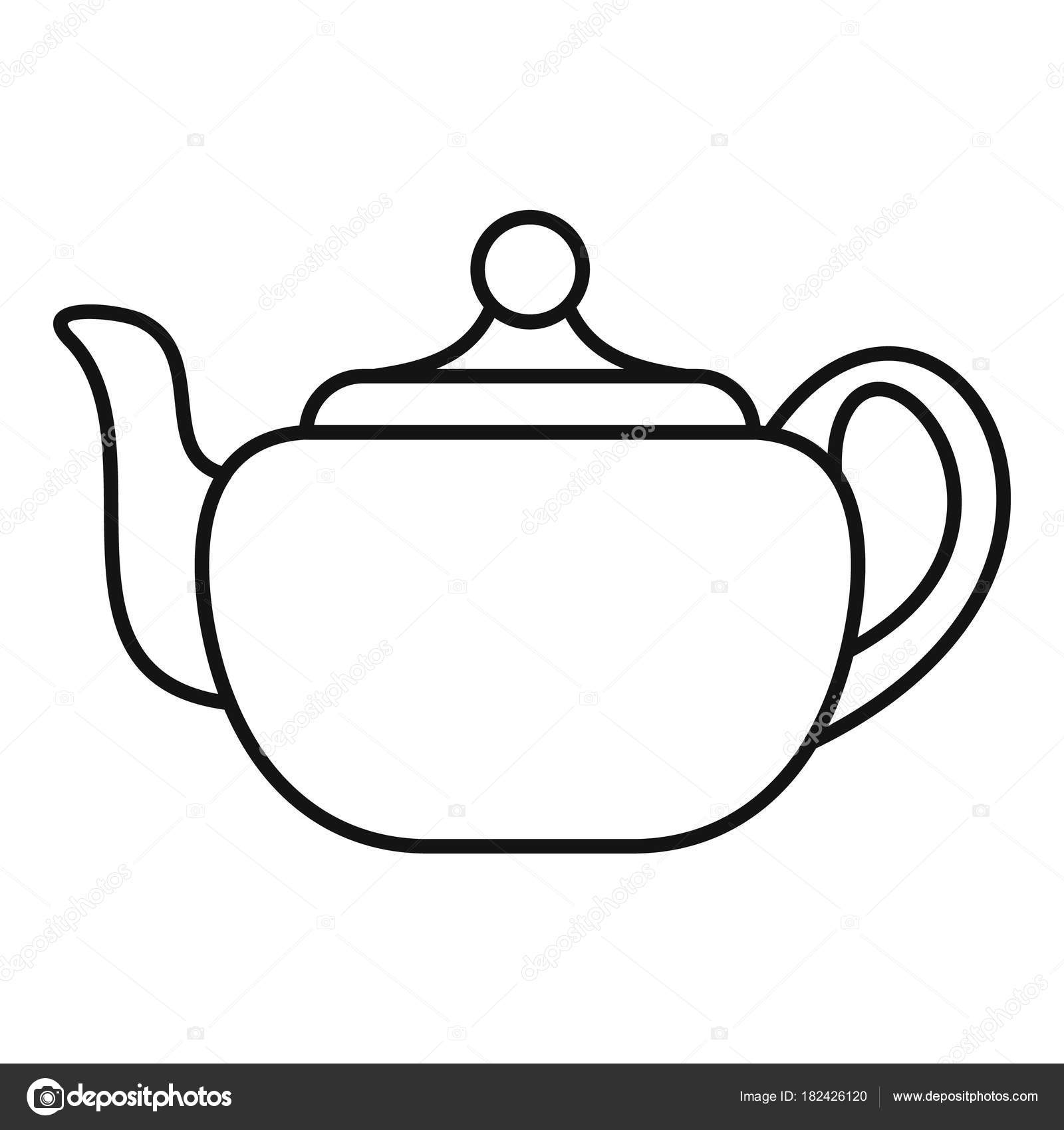 Small teapot icon, outline style Stock Vector Image by ©anatolir 182426120