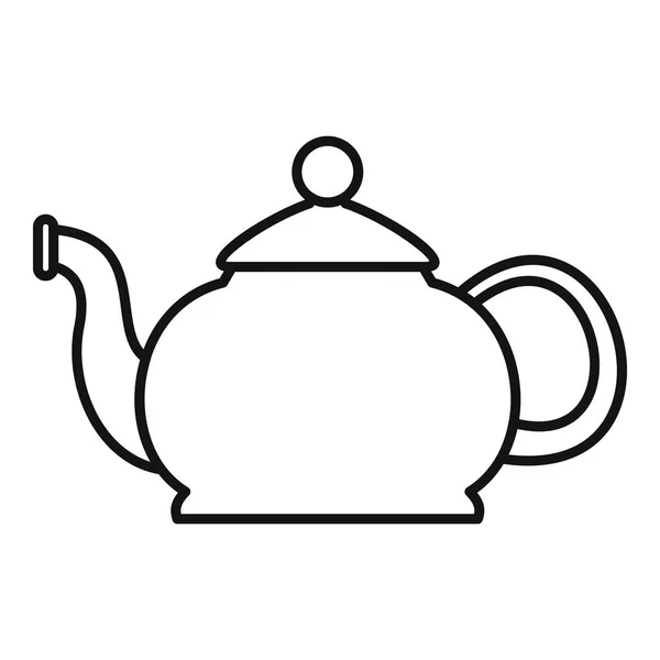 Closed teapot icon, outline style — Stock Vector