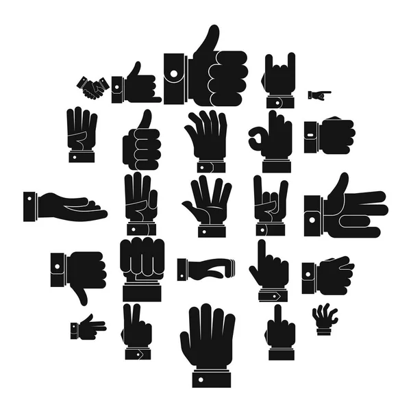 Gesture icons set, simple style — Stock Vector