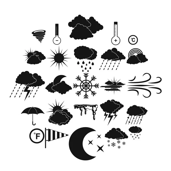 Conjunto de ícones meteorológicos, estilo simples —  Vetores de Stock