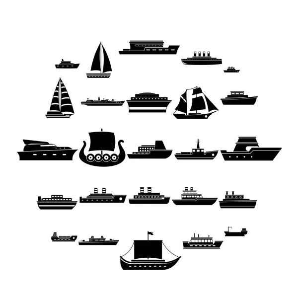 Båten ikoner set, enkel stil — Stock vektor