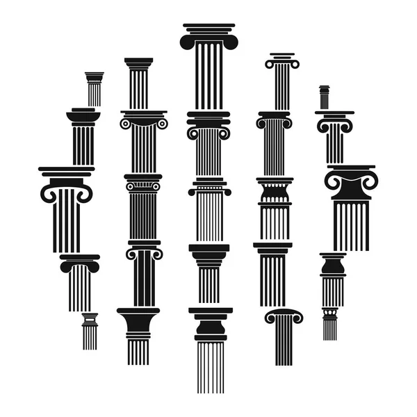 Conjunto de iconos de columnas antiguas, estilo simple — Archivo Imágenes Vectoriales