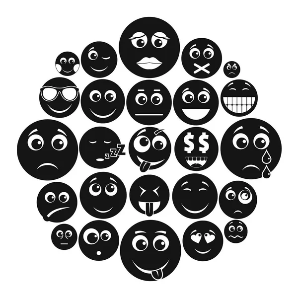 Set di icone sorriso, stile semplice — Vettoriale Stock