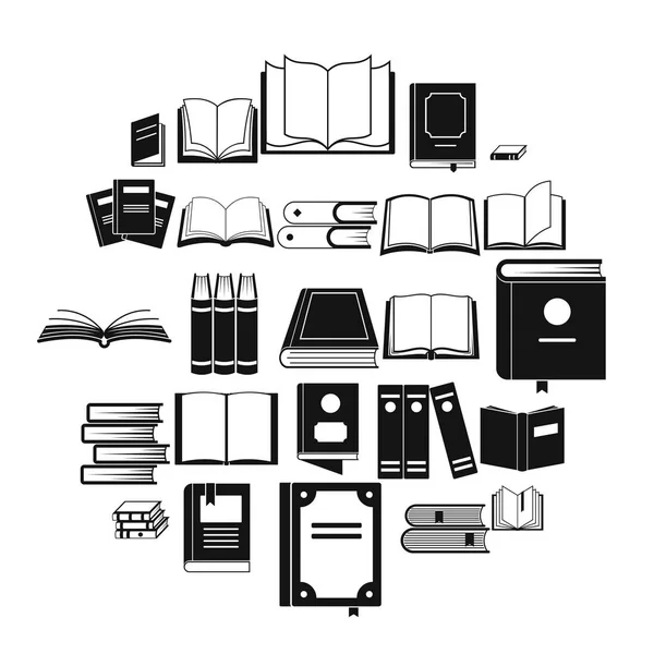 Boek iconen set, eenvoudige stijl — Stockvector