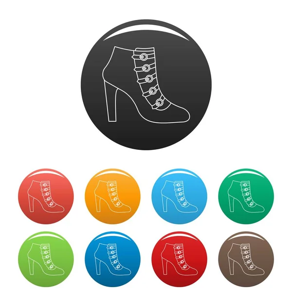 Mujer zapatos iconos de color conjunto — Vector de stock