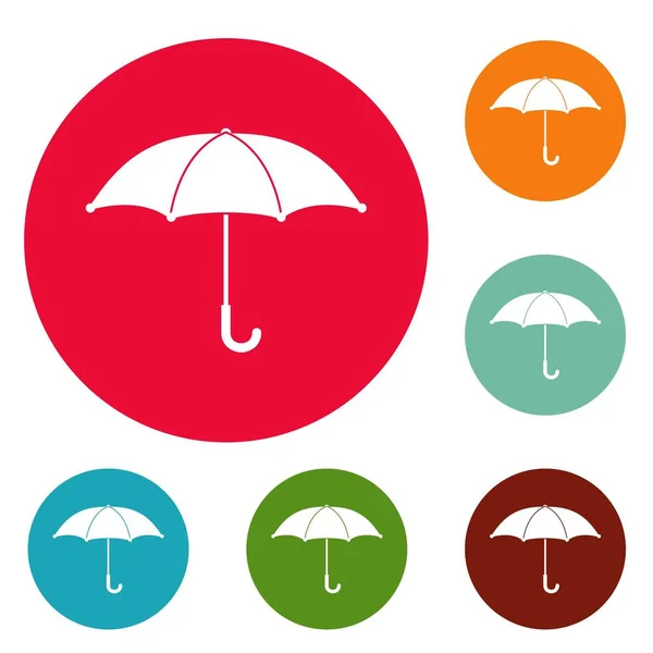 우산 아이콘 원형 벡터 설정 — 스톡 벡터