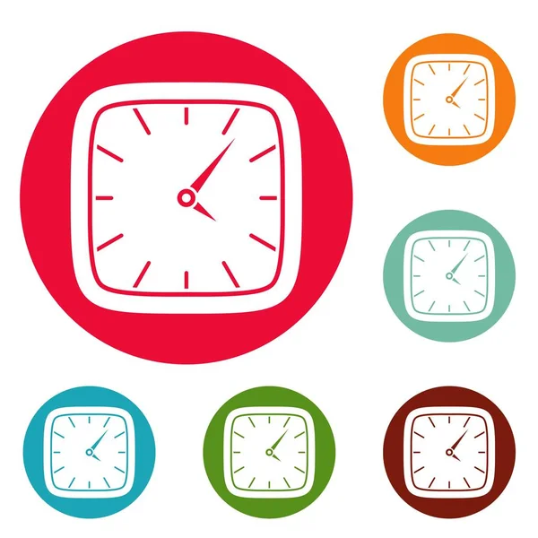 Reloj pared iconos círculo conjunto vector — Archivo Imágenes Vectoriales