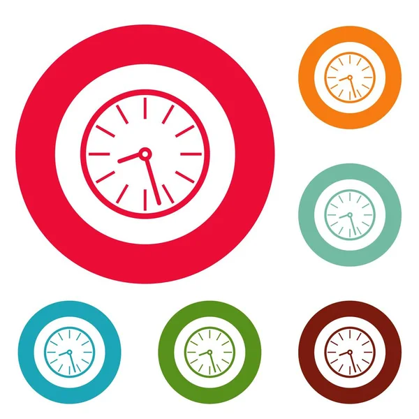 Reloj negocio iconos círculo conjunto vector — Archivo Imágenes Vectoriales