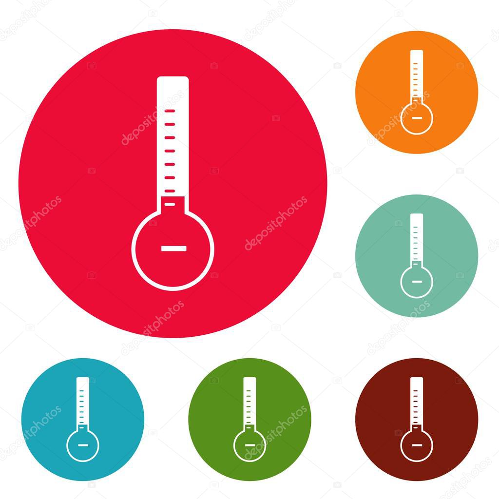 Thermometer cold icons circle set vector