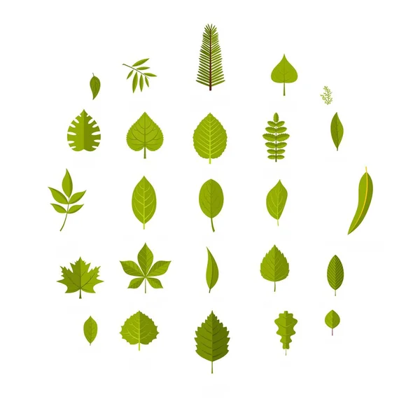Leaf icons set, flat style — Stock Vector