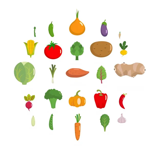 Set di icone vegetali, in stile piatto — Vettoriale Stock