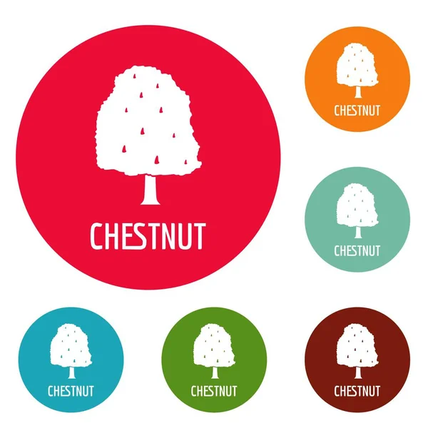 Kastanjeboom pictogrammen cirkel ingesteld vector — Stockvector