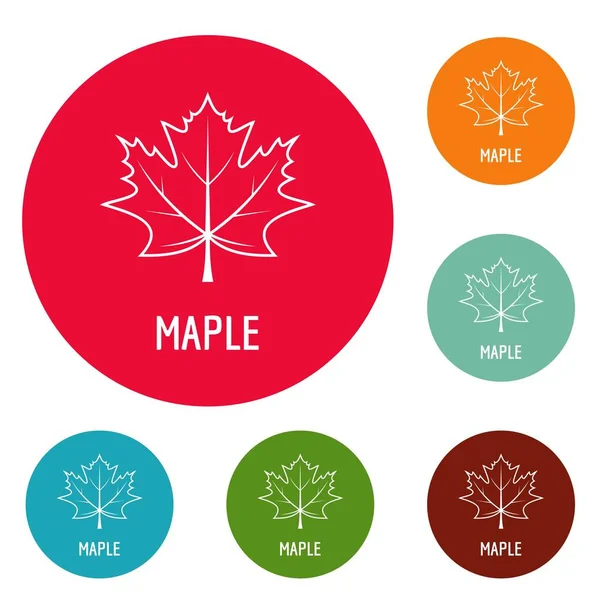 Maple leaf icons circle set vector — Stock Vector