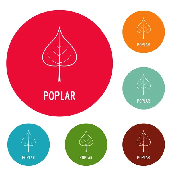 Populier blad pictogrammen cirkel ingesteld vector — Stockvector