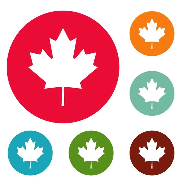 Canada maple leaf icons circle set vector — Stock Vector