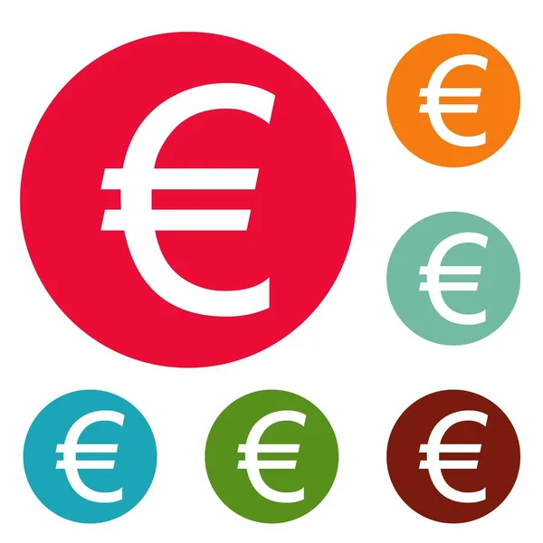 Euro symbool pictogrammen cirkel ingesteld vector — Stockvector