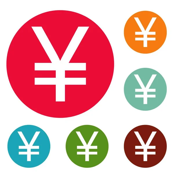 Yen symbol ikoner cirkel anger vector — Stock vektor