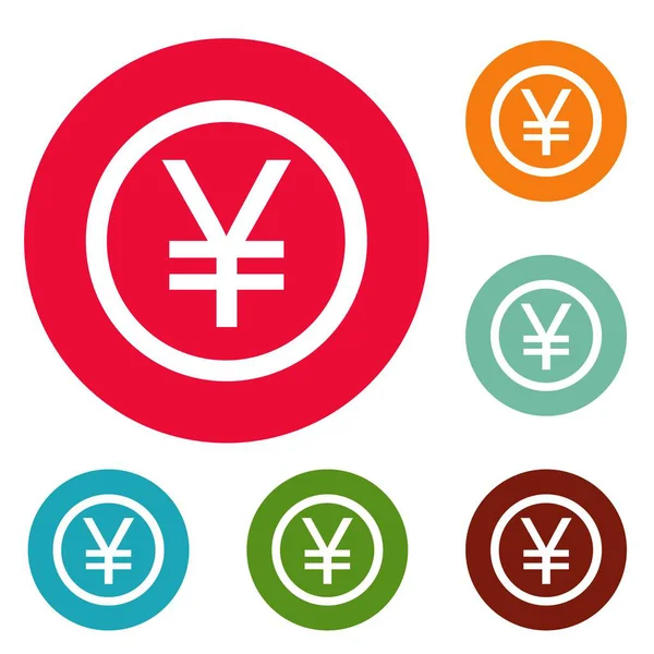 Yen symbol icons circle set vector — Stock Vector