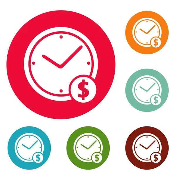Clock money icons circle set vector — Stock Vector