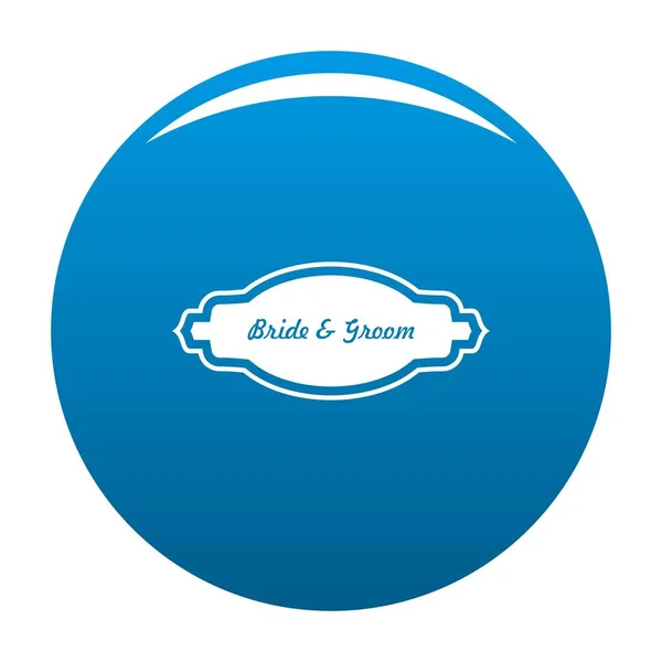 Νύφη και γαμπρός ετικέτα εικονίδιο μπλε διάνυσμα — Διανυσματικό Αρχείο