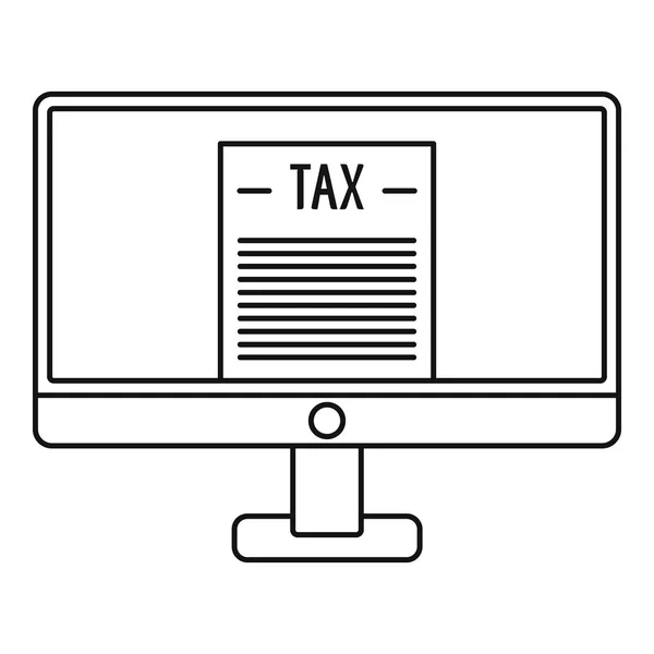 Taxe par icône de l'ordinateur, style contour — Image vectorielle