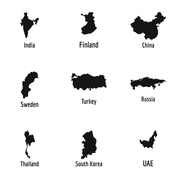 Dünya ülke Icons set, basit tarzı — Stok Vektör