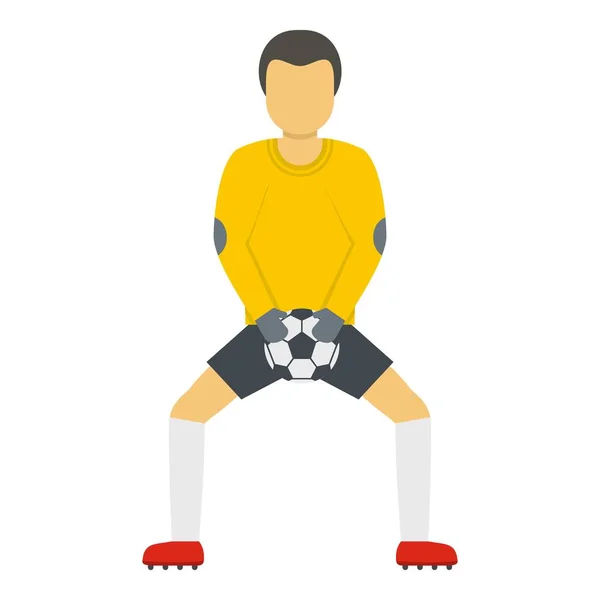 Goalkeeper with ball icon, flat style — Stock Vector