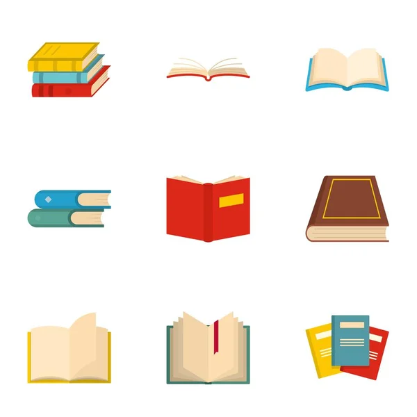 Book icons set, cartoon style — Stock Vector
