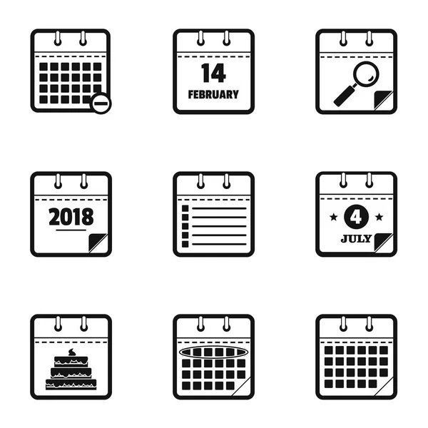 Ny kalender ikoner set, enkel stil — Stock vektor