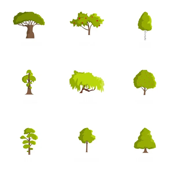 Wood icons set, cartoon style — Stock Vector