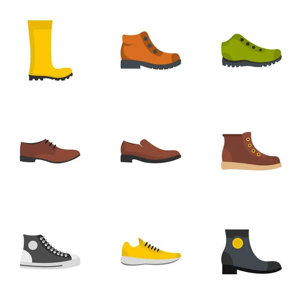 Conjunto de iconos de zapatos, estilo plano — Vector de stock