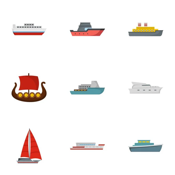 Livbåt ikoner set, platt stil — Stock vektor