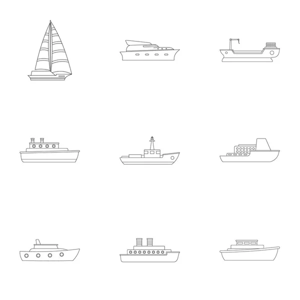 Icônes de marin ensemble, style de contour — Image vectorielle