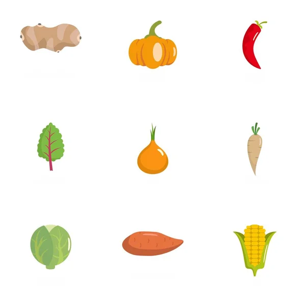 Set icone verdure, stile piatto — Vettoriale Stock