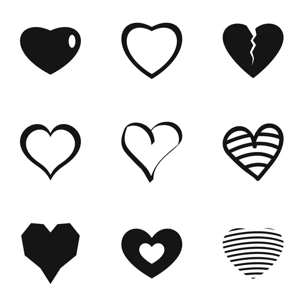 Ensemble de petites icônes de coeur, style simple — Image vectorielle