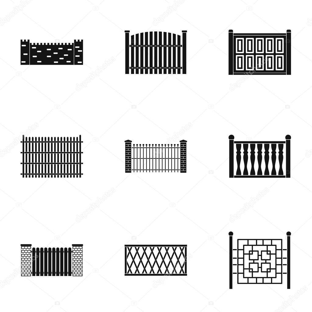 Gate icons set, simple style